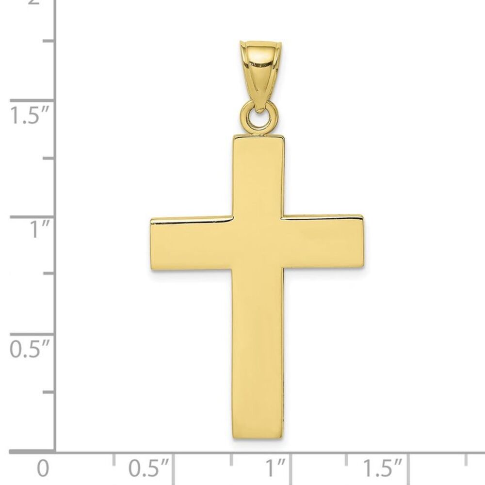 10k Yellow Gold Polished Large Block Cross W/ Ope… - image 3